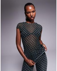 AFRM - Power Mesh Cap Sleeve Tee Co-ord - Lyst