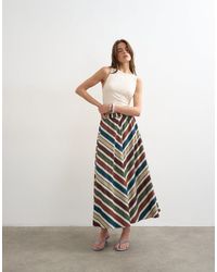 TOPSHOP - – maxi-tellerrock mit buntem streifenmuster und elastischem bund, kombiteil - Lyst