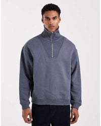River Island - Essential Half Zip Funnel Sweatshirt - Lyst