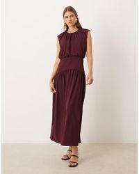 ASOS - Sleeveless Dropped Waist Detail Puffball Midi Dress - Lyst