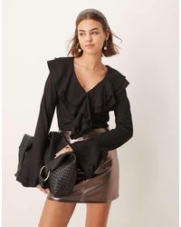 Finding Friday - Vneck Frill Blouse - Lyst