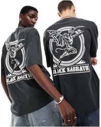 ASOS - T-shirt oversize unisex antracite con grafiche "black sabbath" su licenza - Lyst