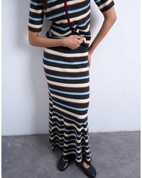 TOPSHOP - Falda A Rayas Multicolores De Punto Acanalado De (Parte De Un Conjunto)-Rojo - Lyst