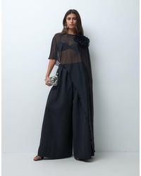ASOS - Mesh Draped Cape Top With Corsage - Lyst