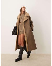 ASOS - Gebonden Trenchcoat Met Borg En Lange Pasvorm - Lyst