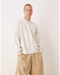 ASOS - Extreme Oversized Sweatshirt With Button-up Collar - Lyst