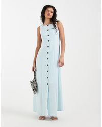 Vero Moda - Linen-look Button-front Maxi Dress - Lyst