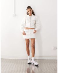 Collusion - Raw Hem Denim Mini Skirt - Lyst