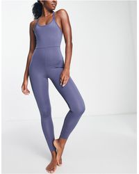 ASOS 4505 Yoga Jumpsuit With Strappy Back Detail - Blue
