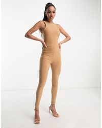Fashionkilla - Sculpted Slinky Racerneck Low Back Jumpsuit - Lyst