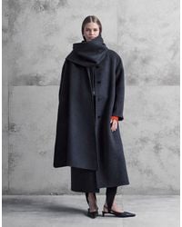 ASOS - Premium Wool-rich Longline Coat With Detachable Scarf - Lyst