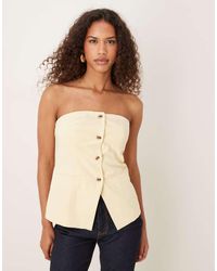 Vila - Chaleco De Sastre Amarillo Pálido Con Escote Palabra De Honor Mix & Match De (Parte De Un Conjunto) - Lyst