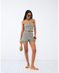 River Island - Short froncé d'ensemble à carreaux vichy - Lyst