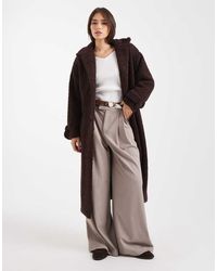 Wednesday's Girl - Belted Fluffy Teddy Midaxi Coat - Lyst