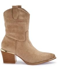 SEQWL - Western Cowboy Calf Boots With Pointed Toe And Block Heel - Lyst