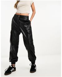 River Island - Utility Faux Leather Cargo Trouser - Lyst