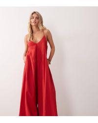 ASOS - Asos Design Petite Wide Leg Jumpsuit With Pintuck Detail - Lyst