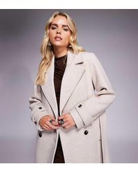 Forever New - Cappotto Lungo Doppiopetto Color Pietra - Lyst