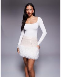 ASOS - Sequin And Fur Mix Mini Skirt - Lyst