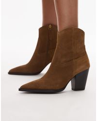 Mango - Bottines à talon et bout pointu en daim style western - caramel - Lyst
