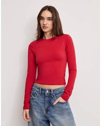 GOOD AMERICAN - Cotton Rich Crew Neck Long Sleeve Top - Lyst