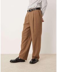 ASOS - Smart Wide Leg Wool Mix Pinstripe Trouser - Lyst