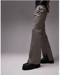 TOPMAN - Straight Flare Textured Pants - Lyst