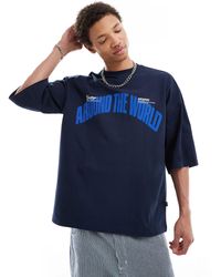 Dr. Denim - Curtis Oversized Fit Around The World Embroidery T-shirt - Lyst