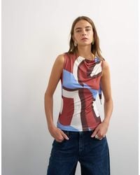 TOPSHOP - Microfibre Abstract Knot Shoulder Tank - Lyst