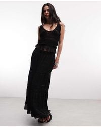 AllSaints - Lotus Co-Ord Ruffle Mesh Midi Skirt - Lyst