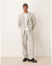 ASOS - Pantalones De Traje Blancos Y Negros De Pernera Ancha De Tejido Texturizado De -Gris - Lyst
