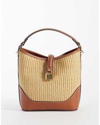 Mango - Geweven Bucket Tas Met Gesp - Lyst