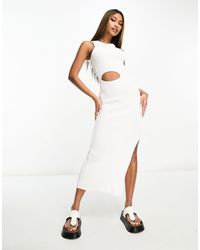 ASOS - Knitted Midi Dress With Cut Out Detail - Lyst