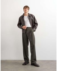TOPMAN - Wide Leg Herringbone Stripe Trouser - Lyst