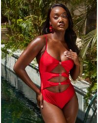South Beach - Cut Out Swimsuit With Gold Hardware - Lyst