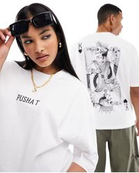 ASOS - T-shirt oversize unisex bianca con grafiche "pusha t" su licenza - Lyst