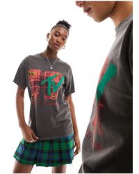 Reclaimed (vintage) - T-shirt unisex antracite slavato con stampa mtv su licenza - Lyst