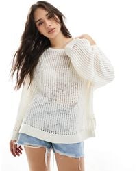 Monki - Open Knit Jumper With Tie Sides - Lyst