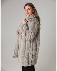 French Connection - Textured Faux Fur Large Lapel Collar Button Coat - Lyst