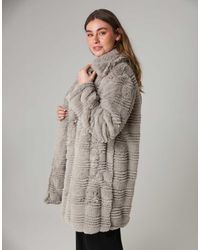 French Connection - Textured Faux Fur Large Lapel Collar Button Coat - Lyst