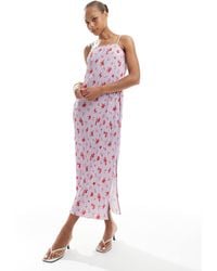 Pieces - – plissiertes cami-midikleid - Lyst