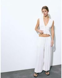 Pull&Bear - Sarouel Crepe Trousers - Lyst