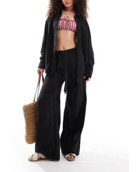 ASOS - Isabel Mix & Match Linen Look Tie Waist Beach Trouser - Lyst