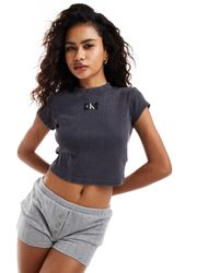 Calvin Klein - T-shirt effet rétréci côtelé - délavé - Lyst
