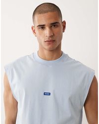 HUGO - Sleeveless Cotton T-shirt With Logo Detail - Lyst