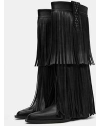 Pull&Bear - Laarzen Met Franjes En Hoge Hak - Lyst