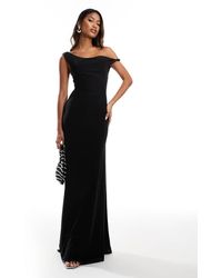 ASOS - Vestido Largo Con Detalle Retorcido En El Hombro Y Cordones En La Espalda De - Lyst