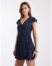 Hollister - Short-sleeve Wrap Mini Dress - Lyst