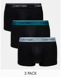 Calvin Klein - Confezione da 3 boxer aderenti a vita bassa elasticizzati neri con fascia colorata - Lyst