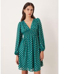 Lovedrobe - Long Sleeve V Neck Mini Dress - Lyst
